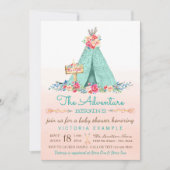 Meisjes TeePee Baby Douche Uitnodigingen (Voorkant)