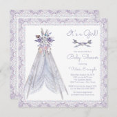 Meisjes TeePee Baby shower Invitation Lavendel Lac Kaart (Voorkant / Achterkant)