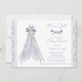 Meisjes Teepee Baby shower Invitation Lavendel Lac Kaart (Voorkant)