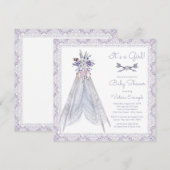 Meisjes TeePee babyshower uitnodiging Lavendel Kan (Voorkant / Achterkant)