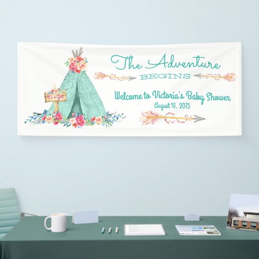 Meisjes TeePee Boho Tribal Baby shower Spandoek (Beurs)