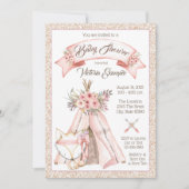 Meisjes TeePee Fox Tribal Baby Shower Uitnodiginge Kaart (Voorkant)