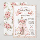 Meisjes TeePee Fox Tribale Baby Shower Uitnodiging (Voorkant / Achterkant)