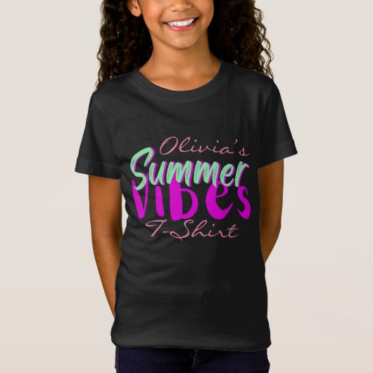 Meisje's Tekst Zomer Vibes T-shirt (Voorkant)
