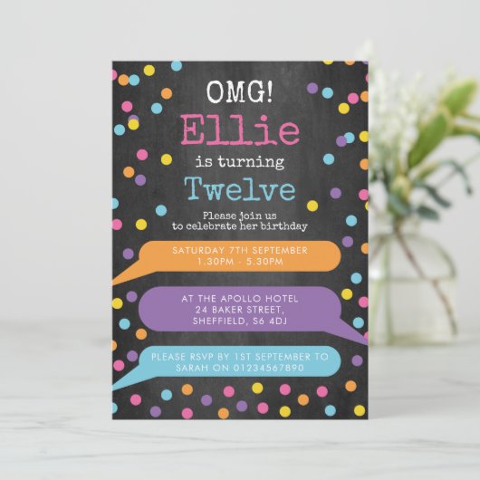 Meisjes Telefoon thema verjaardagsfeestje uitnodig Kaart (Staand voorkant)