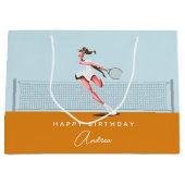 Meisjes Tennis Player Birthday Cartoon & Name Groot Cadeauzakje (Voorkant)