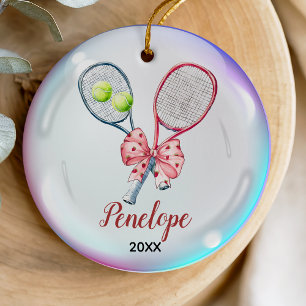 Meisjes Tennis speler racket gepersonaliseerd Keramisch Ornament