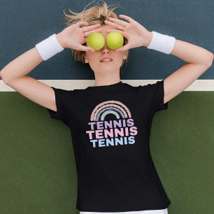 Meisjes "Tennis Tennis Tennis" Pastel Regenboog T-shirt