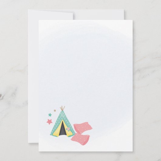 Meisjes Tepee Sleepover Uitnodiging - Slumber Part (Achterkant)