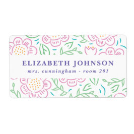 Meisjes Terug naar School Bloemen Label 2