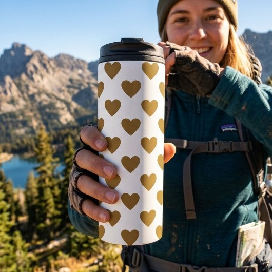 Meisjes thermos mok met gouden harten