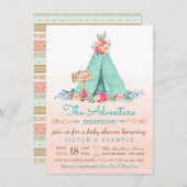 Meisjes Tipi Baby Douche Uitnodigingen (Voorkant / Achterkant)