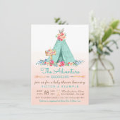 Meisjes Tipi Baby Douche Uitnodigingen (Staand voorkant)