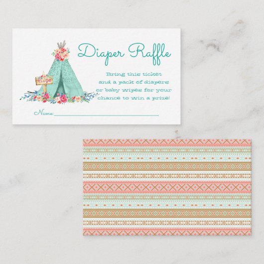 Meisjes tipi luier loten informatiekaartje (Voorkant / Achterkant)