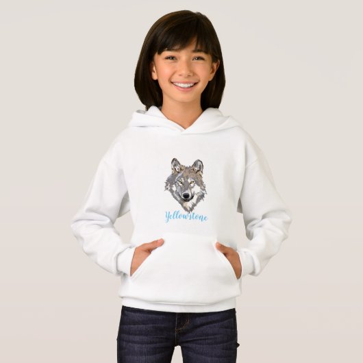 Meisjes topgekleurd Sweatshirt Yellowstone Wolf (Voorkant volledig)