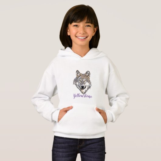 Meisjes topgekleurd Sweatshirt Yellowstone Wolf (Voorkant volledig)