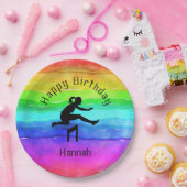 Meisjes Track & Field Rainbow Waterverf Borden Papieren Bordje (Feest)
