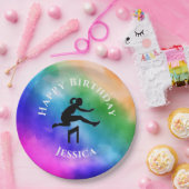 Meisjes Track & Field Rainbow Waterverf Borden Papieren Bordje (Feest)