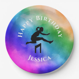 Meisjes Track & Field Rainbow Waterverf Borden Papieren Bordje