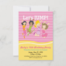 Meisjes Trampoline Verjaardag Uitnodiging