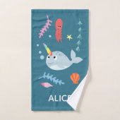 Meisjes Trendy en Modern Narwhal Pattern Name Kind Bad Handdoek (Handdoek)