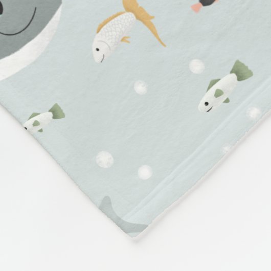 Meisjes Trendy Ocean Whale Pattern Monogram Kinder Fleece Deken (Hoek)