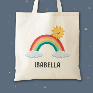 Meisjes Trendy Whimsical Rainbow Cartoon Kinder na Tote Bag