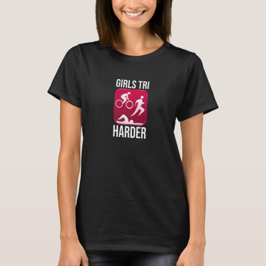 Meisjes Tri Harder Triathlete die fietsen T-shirt (Voorkant)