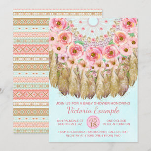 Meisjes Tribal Dreamcatcher Baby Shower Uitnodigin Kaart