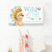 Meisjes Tribal Wild en Free Boho Baby shower Spandoek (Insitu)