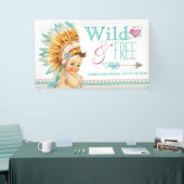 Meisjes Tribal Wild en Free Boho Baby shower Spandoek (Beurs)
