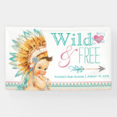 Meisjes Tribal Wild en Free Boho Baby shower Spandoek (Horizontaal)