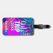 Meisjes Trip 20XX, Tropische kleurrijke bladeren Bagagelabel (Achterkant horizontaal)