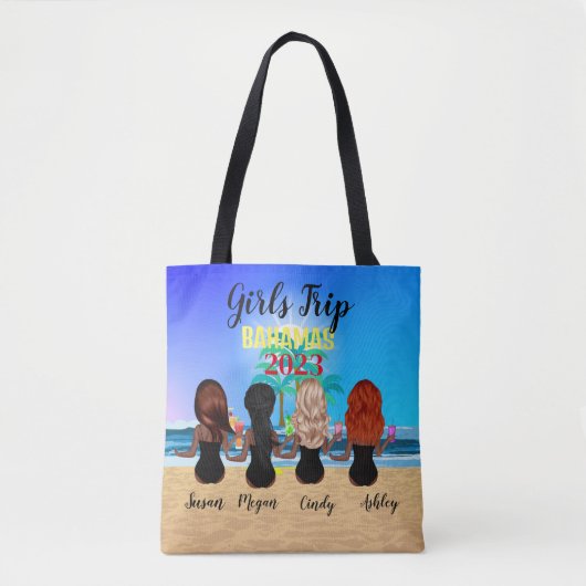 Meisjes Trip Blue Beach Zomervakantie gepersonalis Tote Bag (Voorkant)