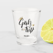 Meisjes Trip Gouden Kroon Roze Hart Vakantie Shot Glas (Voorkant)