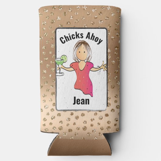 Meisjes Trip Grappig Gezegde Glam Fun Vrouw Cartoo Seltzer Blikjeskoeler (Achterkant)