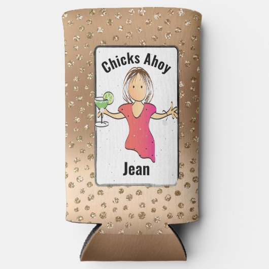 Meisjes Trip Grappig Gezegde Glam Fun Vrouw Cartoo Seltzer Blikjeskoeler (Voorkant)