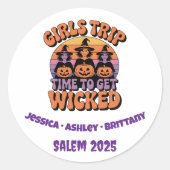 Meisjes Trip Heks Halloween Retro Ronde Sticker (Voorkant)
