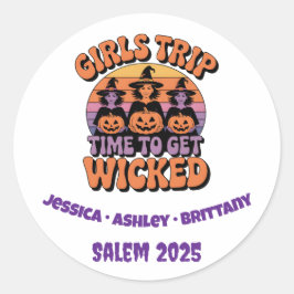 Meisjes Trip Heks Halloween Retro Ronde Sticker