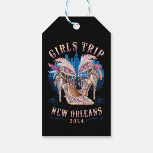 Meisjes Trip New Orleans 2024 Mardi Gras Hoge hakk Cadeaulabel (Achterkant)