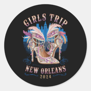 Meisjes Trip New Orleans 2024 Mardi Gras Hoge hakk Ronde Sticker
