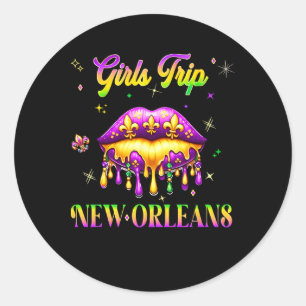 Meisjes Trip New Orleans Mardi Gras Lips Kralen Ca Ronde Sticker