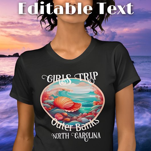 Meisjes Trip Outer Banks Bewerkbare tekst T-shirt
