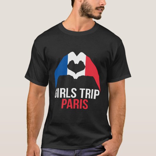 Meisjes Trip Parijs Liefde Hart Frankrijk Vlag T-shirt (Voorkant)