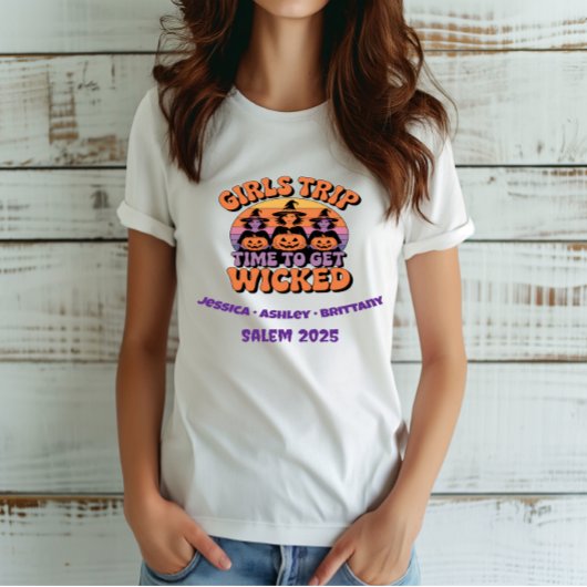 Meisjes Trip Retro Halloween Party Heksenvrienden T-shirt