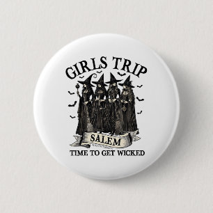 Meisjes Trip Salem Heks Halloween Salem Machusetts Ronde Button 5,7 Cm