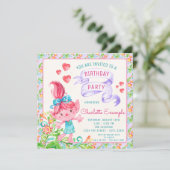 Meisjes Troll verjaardagsfeestje uitnodigingen (Staand voorkant)