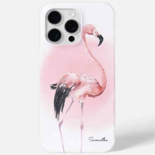 Meisjes Tropisch Roze Flamingo met naam Case-Mate iPhone Case (Achterkant)