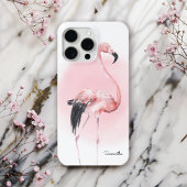 Meisjes Tropisch Roze Flamingo met naam Case-Mate iPhone Case