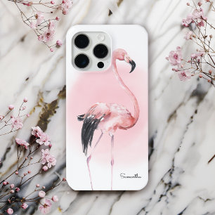 Meisjes Tropisch Roze Flamingo met naam iPhone 15 Pro Max Hoesje